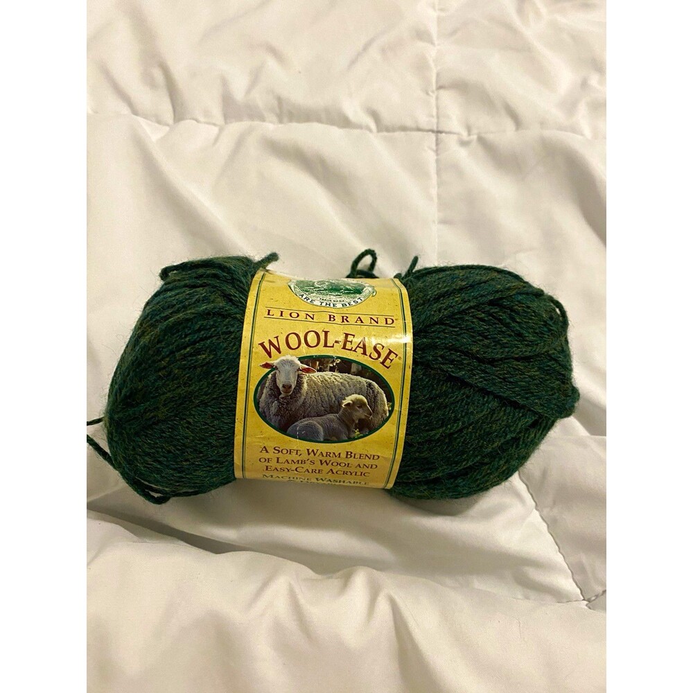 Lion Brand Wool-Ease Worsted Weight 4 Yarn Skein, Green Acrylic/Wool